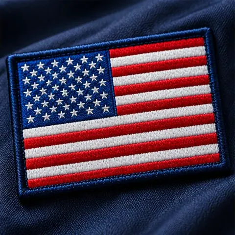 American flag patch with raised embroidery threads