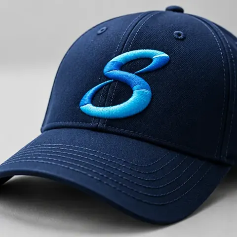 Blue and white eagle logo embroidered on a navy cap